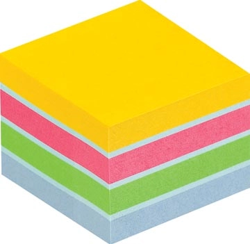 Een Post-it Notes mini kubus, 400 vel, ft 51 x 51 mm, geassorteerde kleuren, op blister koop je bij Muys Kantoor & Kado