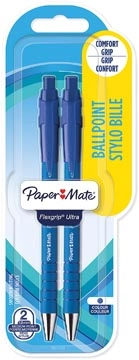 Een Paper Mate balpen Flexgrip Ultra RT medium, blauw, blister van 2 stuks koop je bij Muys Kantoor & Kado