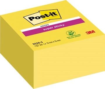 Een Post-it Super Sticky notes kubus, 350 vel, ft 76 x 76 mm, neongeel koop je bij best4office