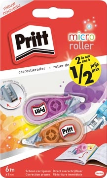 Een Pritt correctieroller Micro Roller, blister met 2 stuks waarvan 2de aan halve prijs koop je bij Muys Kantoor & Kado