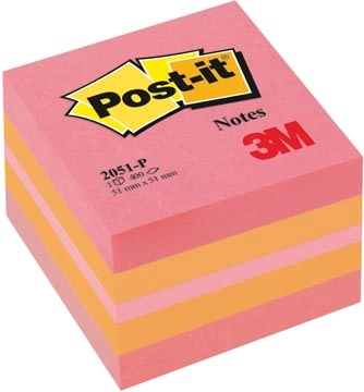 Een Post-it Notes mini kubus, 400 vel, ft 51 x 51 mm, roze koop je bij Muys Kantoor & Kado