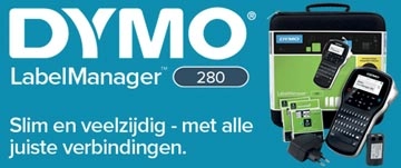 Een Dymo beletteringsysteem LabelManager 280 kit, qwerty, inclusief 2 x D1 tape, draagtas en oplader koop je bij best4office