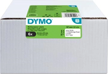 Een Dymo Value Pack: etiketten LabelWriter ft 57 x 32 mm, verwijderbaar, wit, doos van 6 x 1000 etiketten koop je bij best4office