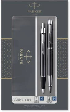 Een Parker IM Black giftbox duoset, vulpen en balpen, zwart koop je bij Muys Kantoor & Kado