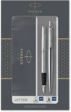 Een Parker Jotter giftbox duoset, vulpen en balpen, zilver koop je bij Muys Kantoor & Kado