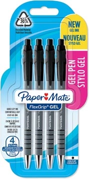 Een Paper Mate balpen Flexgrip Gel, blister van 4 stuks, zwart koop je bij Muys Kantoor & Kado