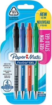 Een Paper Mate balpen Flexgrip Gel, blister van 4 geassorteerde stuks koop je bij best4office