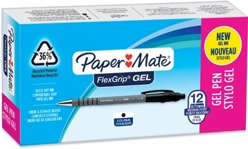 Een Paper Mate balpen Flexgrip Gel, doos van 12 stuks, zwart koop je bij best4office