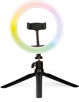 Een Ksix LED ringlamp met statief, RGB kleuren, diameter 20 cm koop je bij best4office