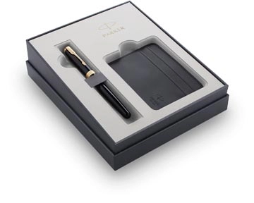 Een Parker giftbox Sonnet vulpen + kaarthouder, zwart GT koop je bij best4office