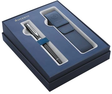 Een Waterman giftbox vulpen Expert black met palladium detail + blauw penzakje koop je bij Muys Kantoor & Kado