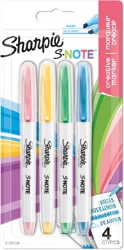 Een Sharpie S-Note markeerstift, 4 stuks, assorti koop je bij Muys Kantoor & Kado