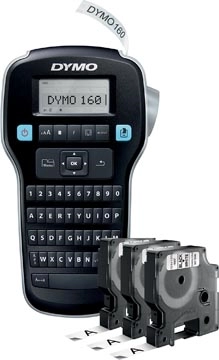 Een Dymo LabelManager 160 Value Pack: 3 x D1 tape, zwart op wit, 12 mm + 1 x LabelManager 160P, qwerty koop je bij best4office