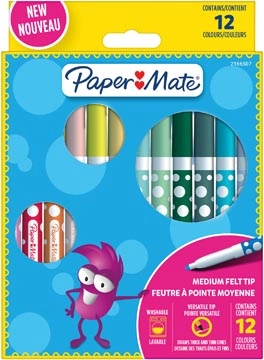 Een Paper Mate uitwasbare viltstift, blister van 12 stuks koop je bij Muys Kantoor & Kado