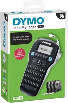 Een Dymo LabelManager 160 Value Pack: 1 x LabelManager 160P + 3 x D1 tape, qwerty koop je bij best4office