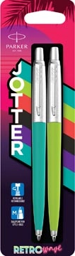 Een Parker Jotter Originals balpen 80'S Retro Wave, blister van 2 stuks (groen en blauw) koop je bij best4office