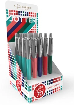 Een Parker Jotter Originals balpen, 70th Anniversary, display van 20 stuks, assorti koop je bij Muys Kantoor & Kado