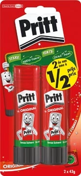 Een Pritt plakstift blister van 2 stuks van 43 g, 2de aan halve prijs koop je bij best4office