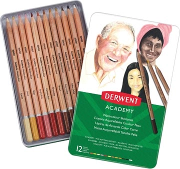 Een Derwent aquarelpotlood Academy , blik van 12 stuks in geassorteerde huidtinten koop je bij best4office