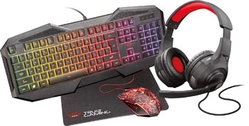 Een Trust GXT 1180RW 4-in-1 Gaming Set met headset, toetsenbord (qwerty), muis en muismat koop je bij best4office