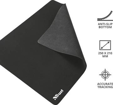 Een Trust Mouse Pad M, muismat, zwart koop je bij Muys Kantoor & Kado