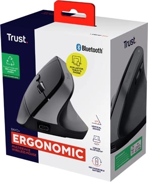 Een Trust Bayo+ draadloze ergonomische muis, voor rechtshandigen koop je bij best4office