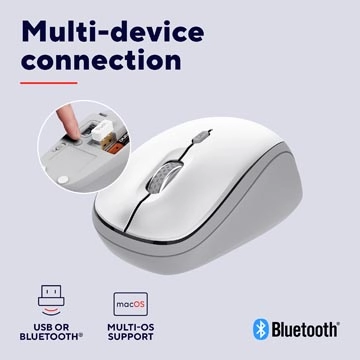 Een Trust YVI+ draadloze muis, multi-device, wit koop je bij Muys Kantoor & Kado