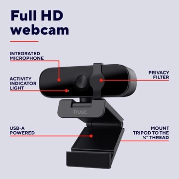 Een Trust Tanor Full HD webcam koop je bij Muys Kantoor & Kado