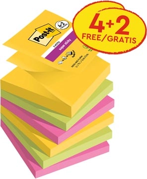 Een Post-it Super Sticky Z-notes Carnival, 90 vel, ft 76 x 76 mm, 4 + 2 GRATIS koop je bij best4office