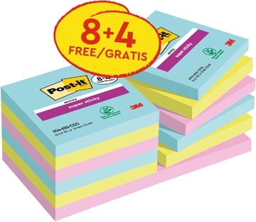 Een Post-it Super Sticky notes Cosmic, 90 vel, ft 76 x 76 mm, 8 + 4 GRATIS koop je bij best4office