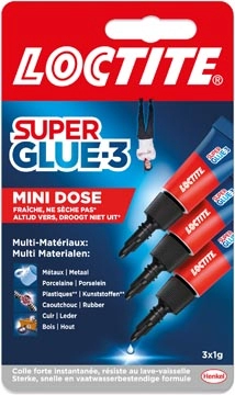 Een Loctite Mini Dose secondelijm, 1 g, 2 + 1 gratis, op blister koop je bij best4office