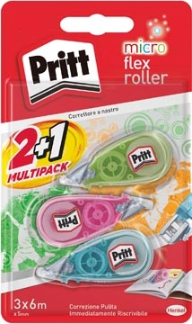 Een Pritt micro correctieroller, 2 + 1 gratis, op blister koop je bij Muys Kantoor & Kado