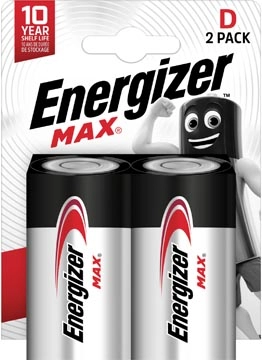 Een Energizer batterijen Max D, blister van 2 stuks koop je bij Muys Kantoor & Kado