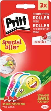 Een Pritt mini correctieroller, 2 + 1 gratis, op blister koop je bij Muys Kantoor & Kado