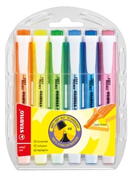 Een Stabilo markeerstift Swing Cool, blister van 6 stuks in geassorteerde kleuren koop je bij Muys Kantoor & Kado