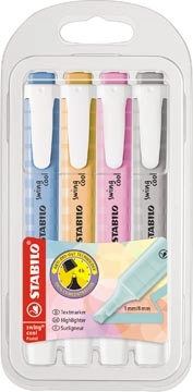 Een STABILO swing cool markeerstift pastel, etui van 4 stuks, assorti koop je bij Muys Kantoor & Kado