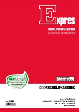 Een Sigel Expres kasboek met btw kolom, ft A4, Nederlandstalig, dupli (50 x 2 vel) koop je bij Muys Kantoor & Kado