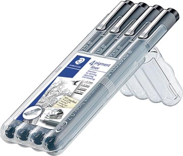 Een Staedtler fineliner Pigment Liner opstelbare box met 4 stuks (0,1 - 0,3 - 0,5 en 0,7 mm) koop je bij best4office