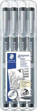 Een Staedtler fineliner Pigment Liner opstelbare box met 4 stuks (0,1 - 0,3 - 0,5 en 0,7 mm) koop je bij best4office