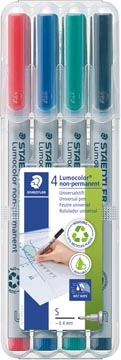 Een Staedtler Lumocolor 311, OHP-marker, non permanent, 0,4 mm, box van 4 stuks in geassorteerde kleuren koop je bij best4office