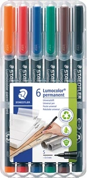 Een Staedtler Lumocolor 313 OHP-marker, permanent, 0,4 mm, etui van 6 stuks, assorti koop je bij best4office