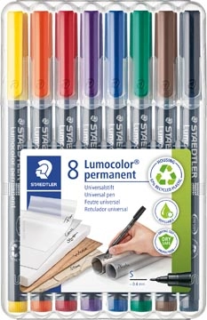 Een Staedtler Lumocoler 313, OHP-marker, permanent, 0,4 mm, etui van 8 stuks in geassorteerde kleuren koop je bij best4office