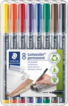 Een Staedtler Lumocoler 318, OHP-marker, permanent, 0,6 mm, etui van 8 stuks in geassorteerde kleuren koop je bij best4office