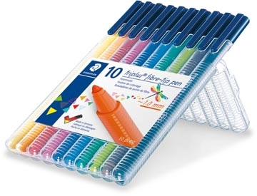 Een Staedtler viltstift Triplus Color, opstelbare box met 10 kleuren koop je bij Muys Kantoor & Kado