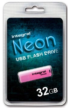 Een Integral Neon USB 2.0 stick, 32 GB, roze koop je bij Muys Kantoor & Kado