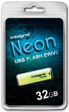 Een Integral Neon USB 2.0 stick, 32 GB, geel koop je bij best4office