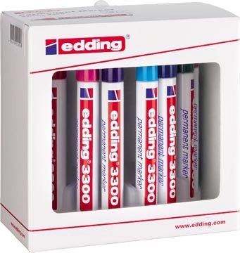 Een Edding permanent marker e-3300 doos van 10 stuks in geassorteerde kleuren koop je bij Muys Kantoor & Kado