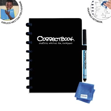 Een Correctbook A5 Original: uitwisbaar / herbruikbaar notitieboek, gelijnd, Ink Black (zwart) koop je bij Muys Kantoor & Kado