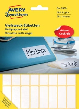 Een Avery Zweckform 3323 mini etiketten ft 38 x 14 mm (b x h), 928 etiketten, wit koop je bij best4office