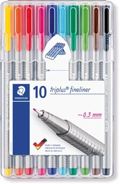 Een Staedtler fineliner Triplus geassorteerde kleuren, opstelbare box met 10 stuks koop je bij best4office